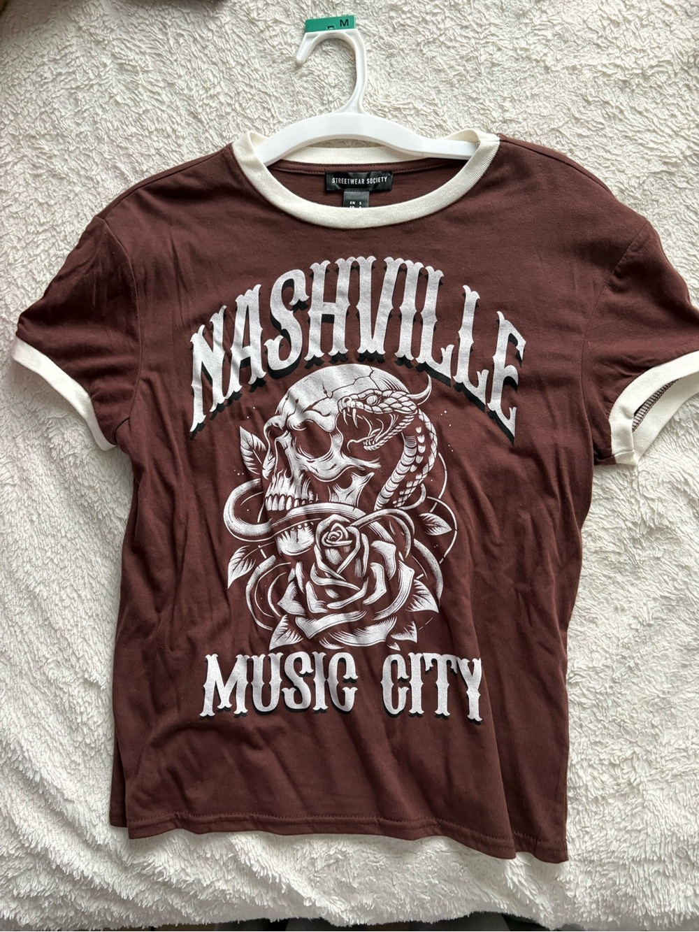 Nashville Music City Graphic Tee - Brown with Cream Trim